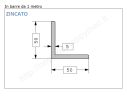 Angolare zincato 50x5 in barre da 1 metro in ferro