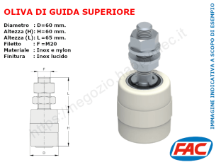 Oliva in nylon d.60x60 perno inox accessori per cancello
