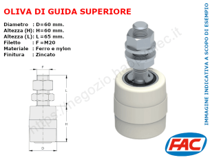 Oliva in nylon d.60x60 perno zincato accessori per cancello