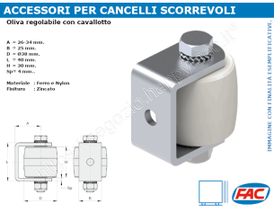 Oliva regolabile d.38x30 con cavallotto zincata - accessori fac