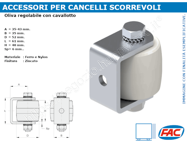 Oliva regolabile d.52x48 con cavallotto zincata - accessori fac