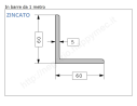 Angolare zincato 60x5 in barre da 1 metro in ferro