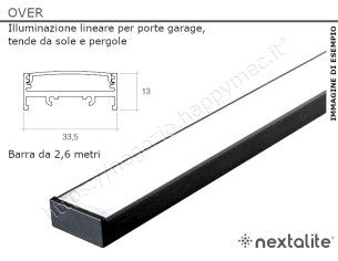 Over35 - Barra a Led nera per garage, 2,6 mt 33,5x13