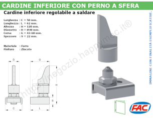 Perno inf. regolabile zinc.d.30 con sfera e supporto a saldare