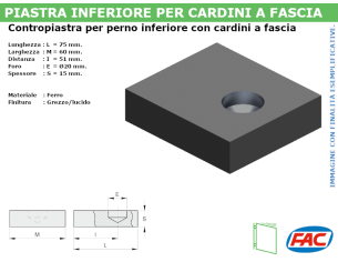 Piastra grezza a saldare foro d.20 per cardine a fascia
