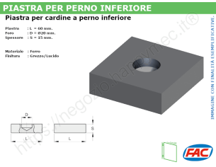 Piastra grezza a saldare per perno inferiore d.19mm. - accessori