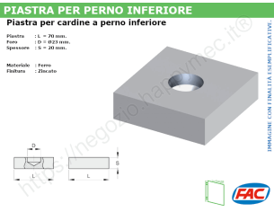 Piastra zincata a saldare per perno inferiore d.22mm. - accessori