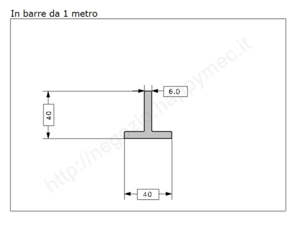 Profilo a T 40x40x6 grezzo in barre da 1 metro in ferro