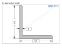 Angolare zincato 90x8 in barre da 2 metri in ferro