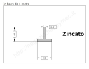 Profilo a T 40x40x6 zincato in barre da 1 metro in ferro