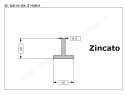 Profilo a T 40x40x6 zincato in barre da 3 metri in ferro
