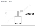 Profilo a T 45x45x6,5 zincato in barre da 1 metro in ferro